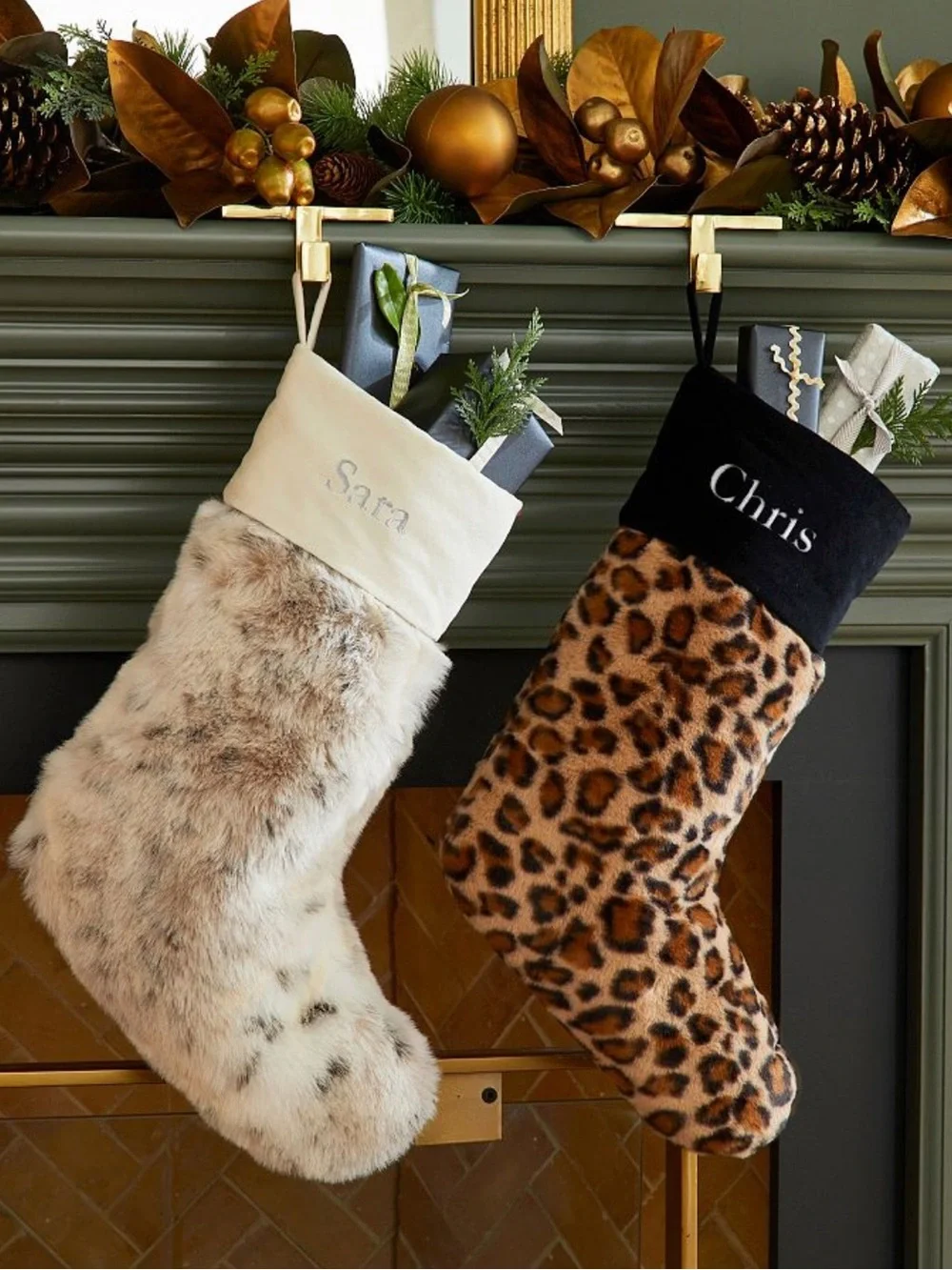 Pottery Barn Animal Print Faux Fur Stocking